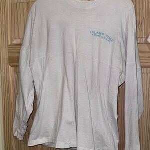 White Long Sleeve Shirt with Blue Logo